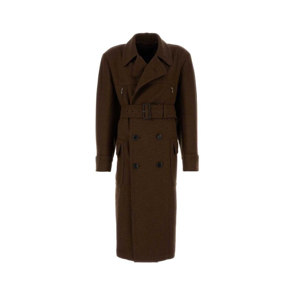 Prada Men Brown Wool Coat
